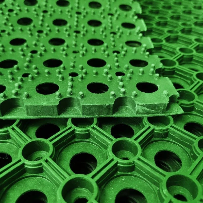Green Heavy-Duty Grass Protection Mat 1.5m x 1m x 22mm Rubber Hollow Drainage