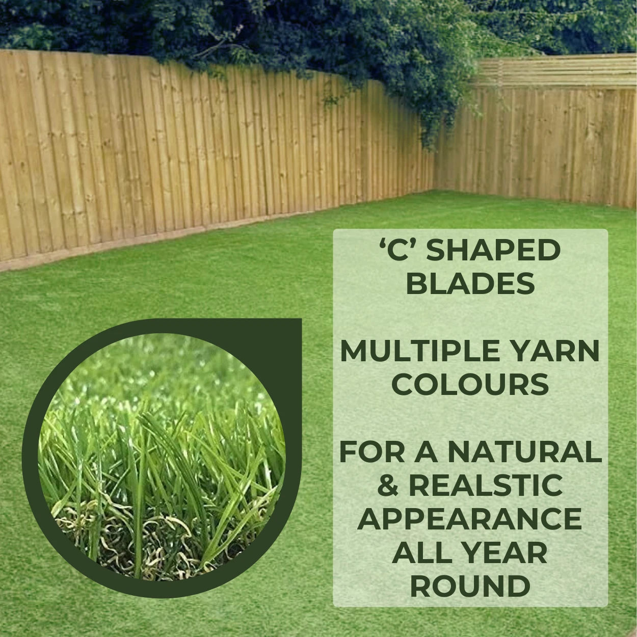 40mm Quality Artificial Grass Realistic Fake Lawn Astroturf Value 7 Widths