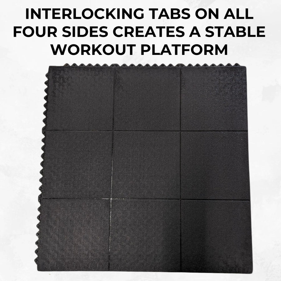 Rubber Gym Floor Tiles | 3 Mat Pack Of Heavy Duty 14mm Interlocking 900 x 900mm