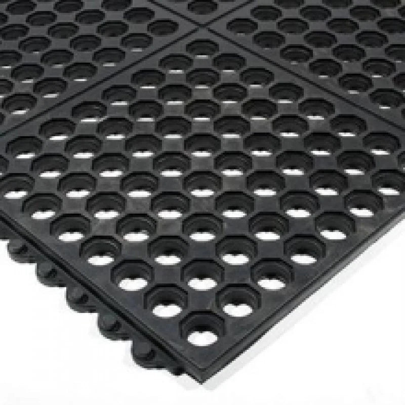 Interlocking Rubber Safety Mat For Restaurant Bar Tack Room Garage 90 x 90Cm