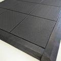 Interlocking Rubber Gym Mat Floor Tiles 90cm x 90cm x 14mm & Edge Strips