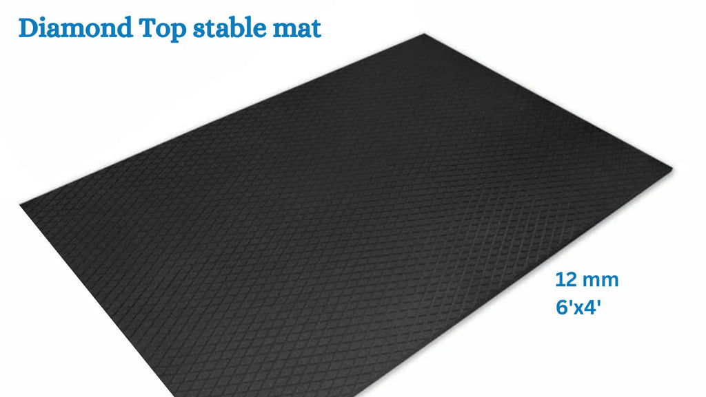 Multi use Horse/Cow/pony Rubber Stable Gym Mat Diamond Top 12mm x 6'x4'