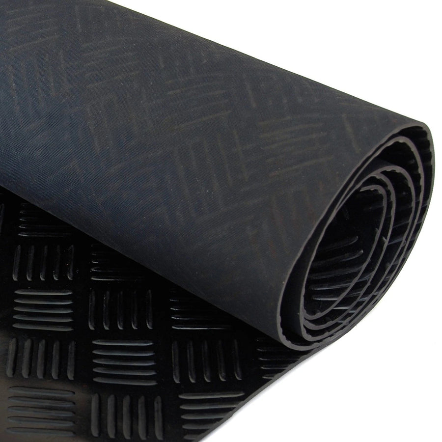 5 Bar Checker Patterned Rubber Flooring Matting for Garage, Van or Car Roll Mat