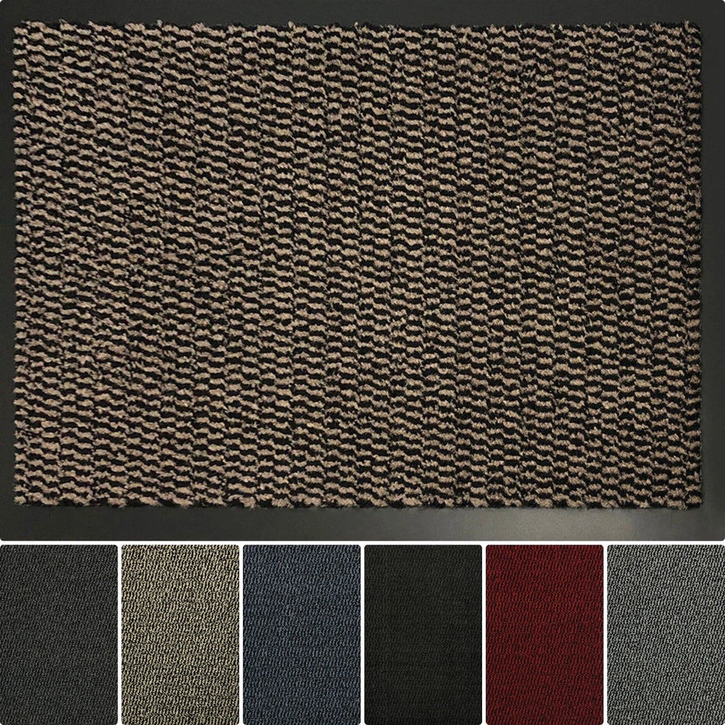 Non Slip Heavy Duty Dirt Rubber Edged PVC Barrier Door Entrance Mats - Brown