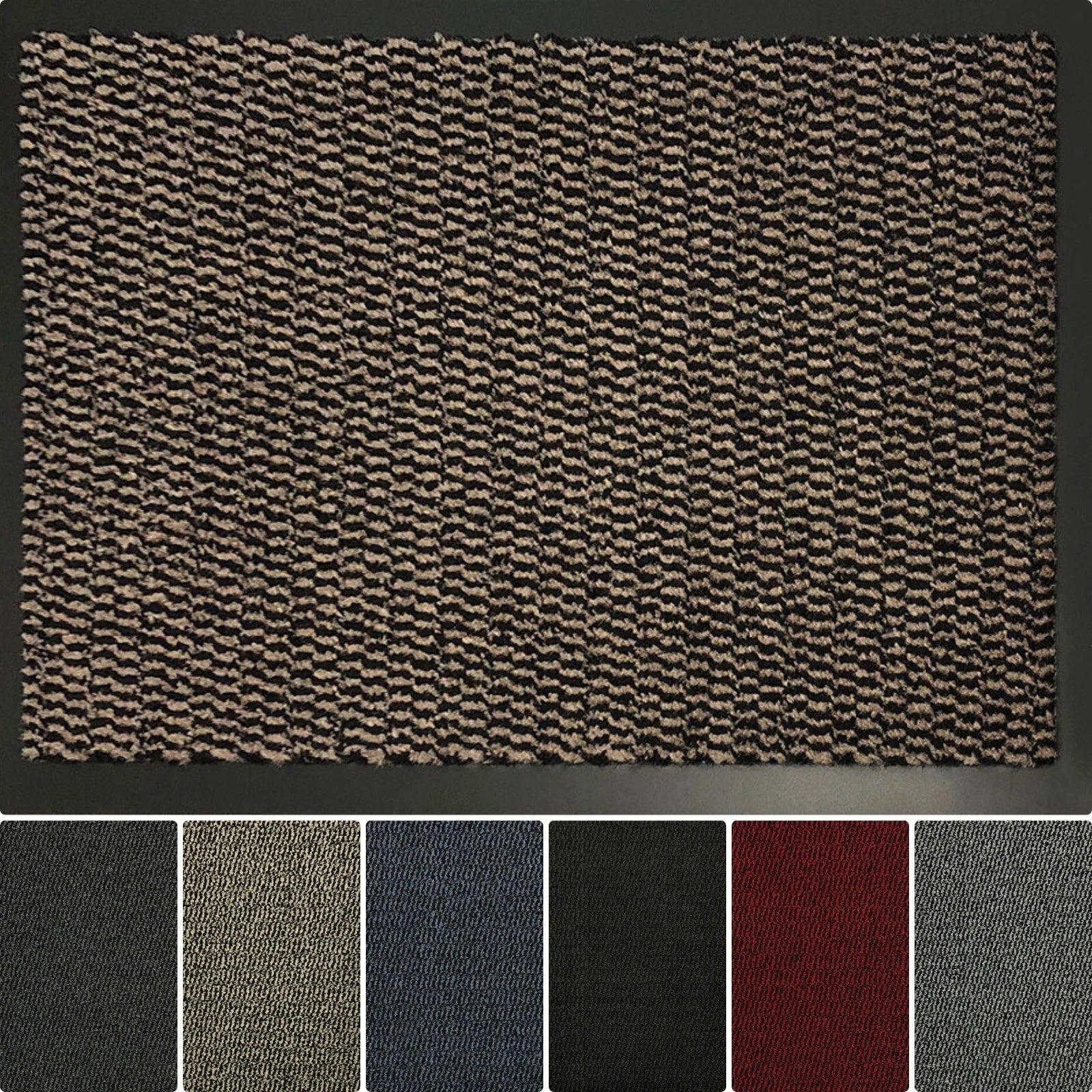 Non Slip Heavy Duty Dirt Rubber Edged PVC Barrier Door Entrance Mats - Brown