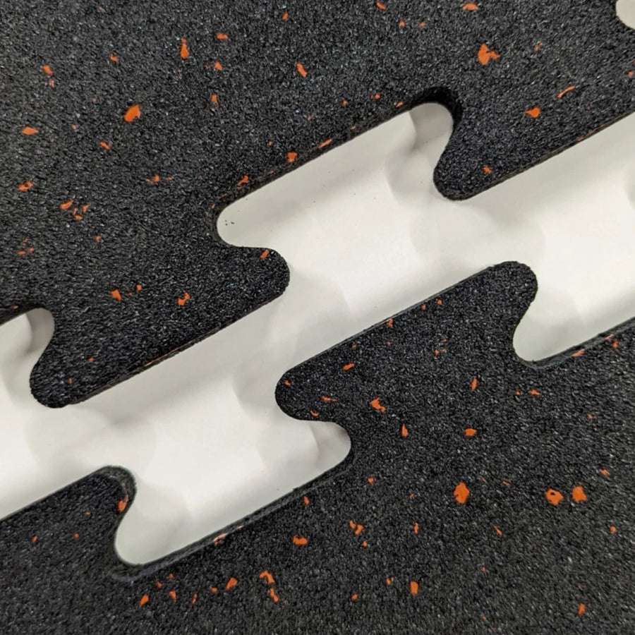 Rubber Gym Floor Interlocking Mats 1M x 1M 10mm / 15mm / 20mm Thick Orange Fleck