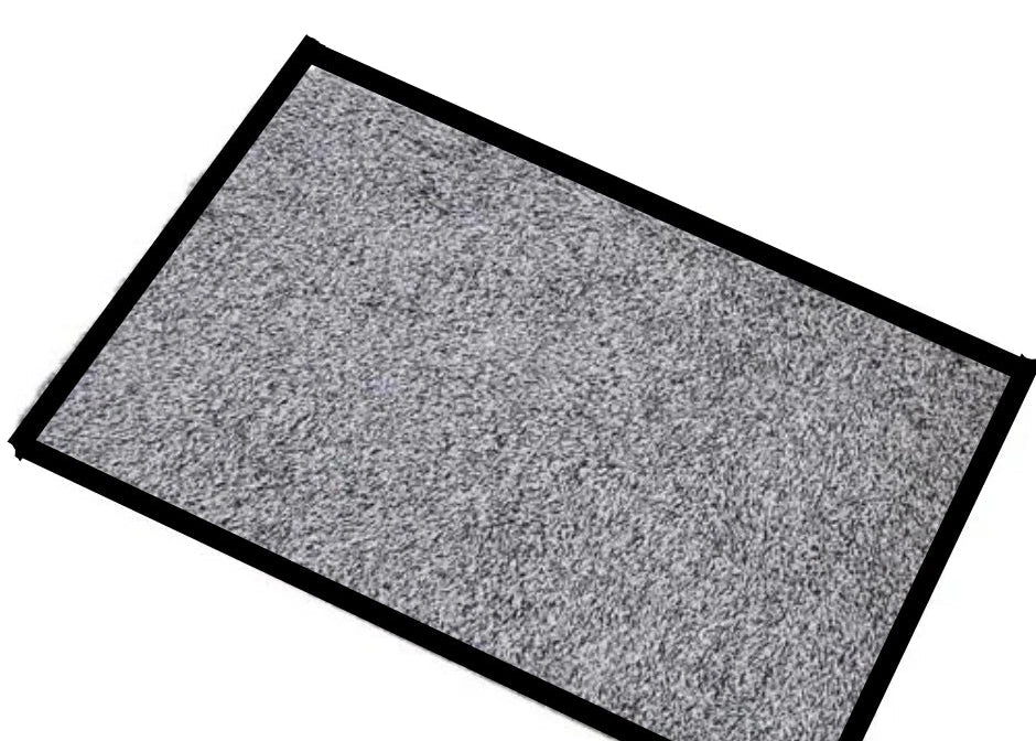 PVC backed Fiesta Tuffed cut pile Carpet Door mats Grey and black
