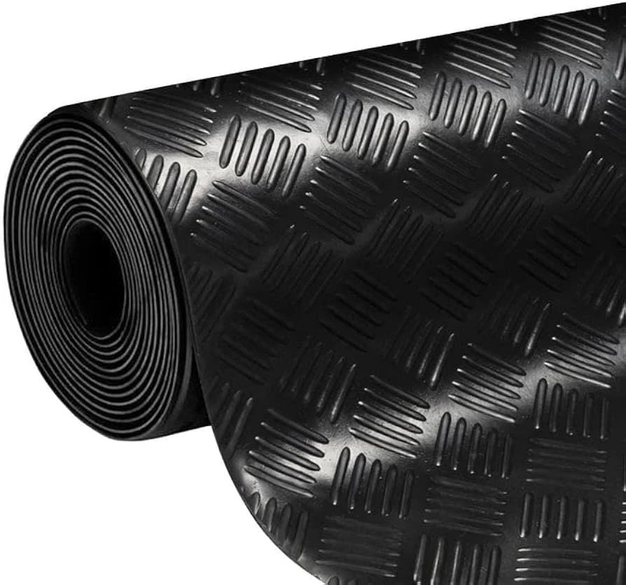Gym/Garage Rubber Flooring Mat Checker design 2m width up to 10m length