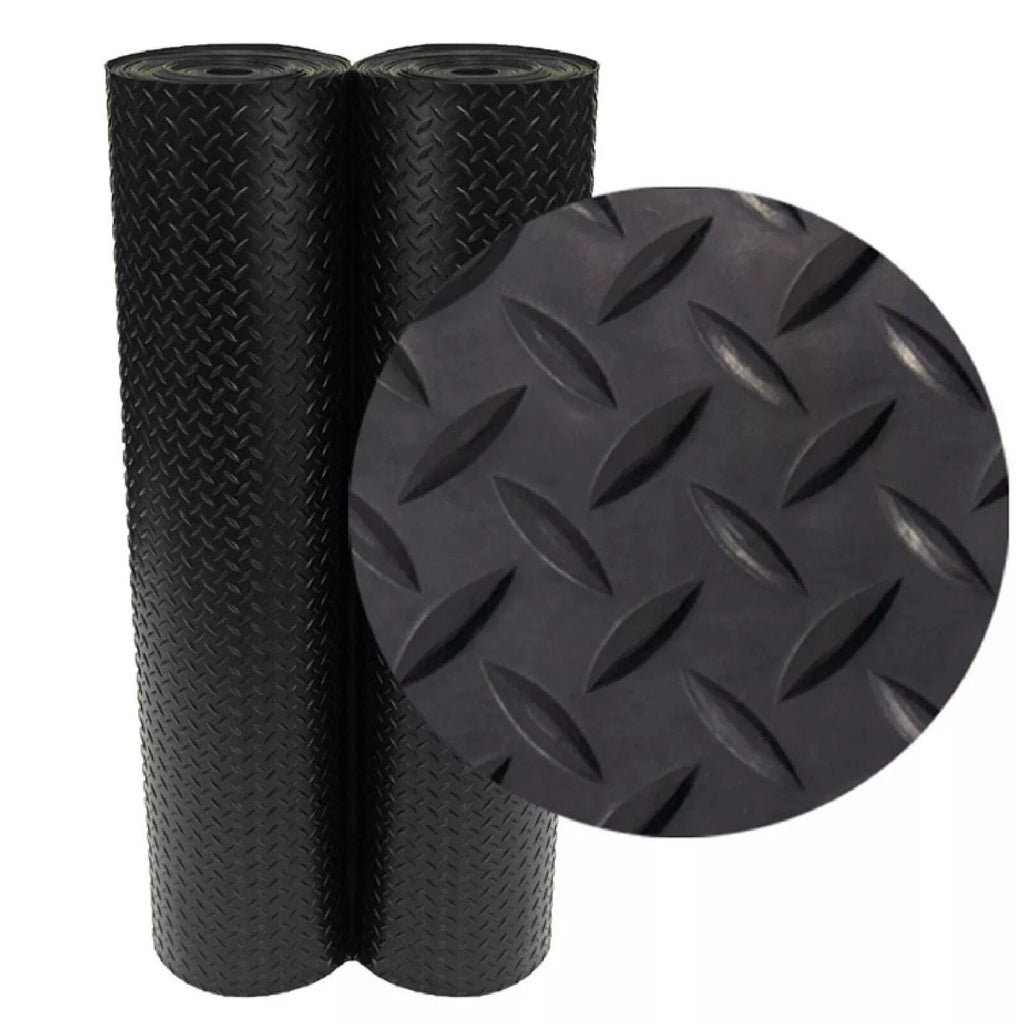 Rubber Flooring Matting Diamond Roll Heavy-Duty Non-Slip Garage Van Shed Car