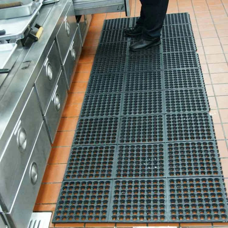 Interlocking Rubber Safety Mat For Restaurant Bar Tack Room Garage 90 x 90Cm