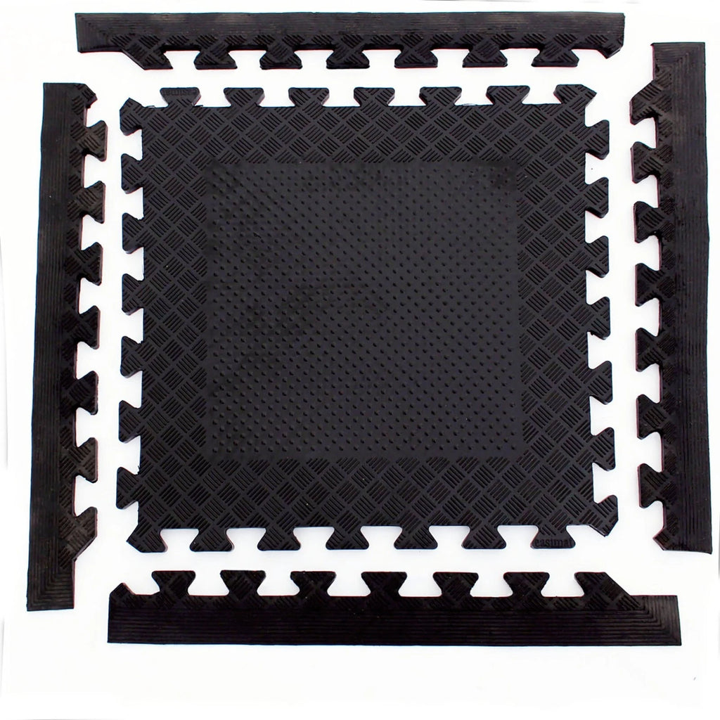 Heavy Duty Rubber Gym Mats Garage Flooring Tiles Commercial Interlocking 4pcs