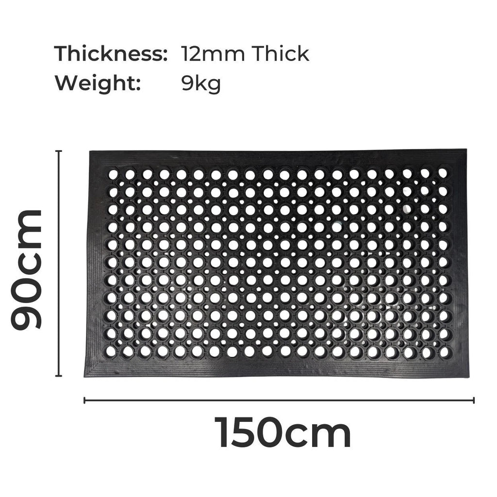 Rubber Door Entrance Mat Safety Non-Slip Anti-Fatigue Heavy Duty - 150cm x 90cm
