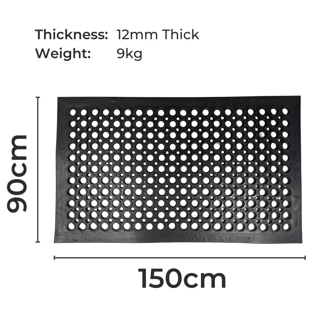 Rubber Door Entrance Mat Safety Non-Slip Anti-Fatigue Heavy Duty - 150cm x 90cm