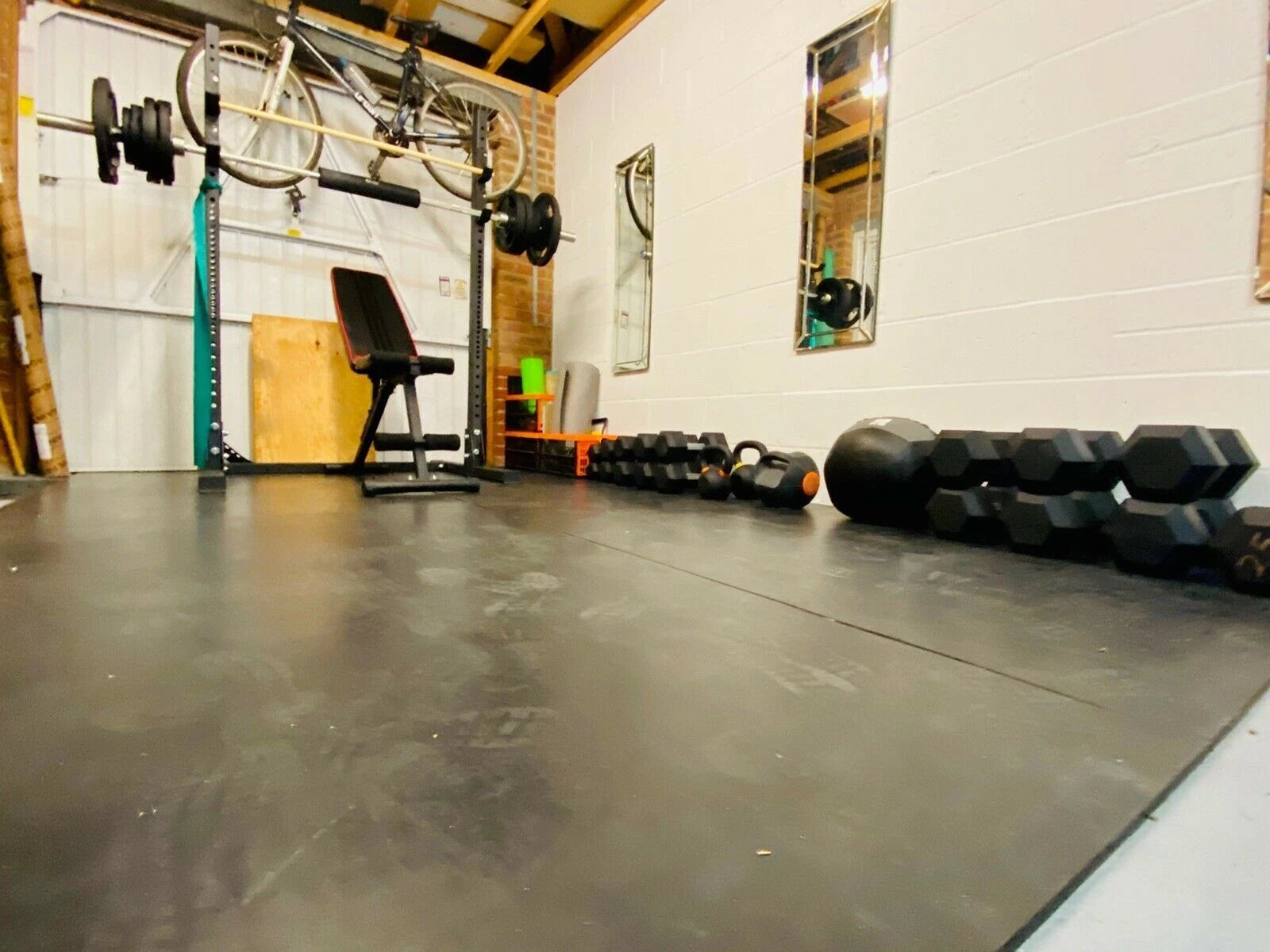Heavy Duty Rubber Gym Mat 12mm Smooth Commercial Grade Flooring 1.8M x 1.2M 28kg