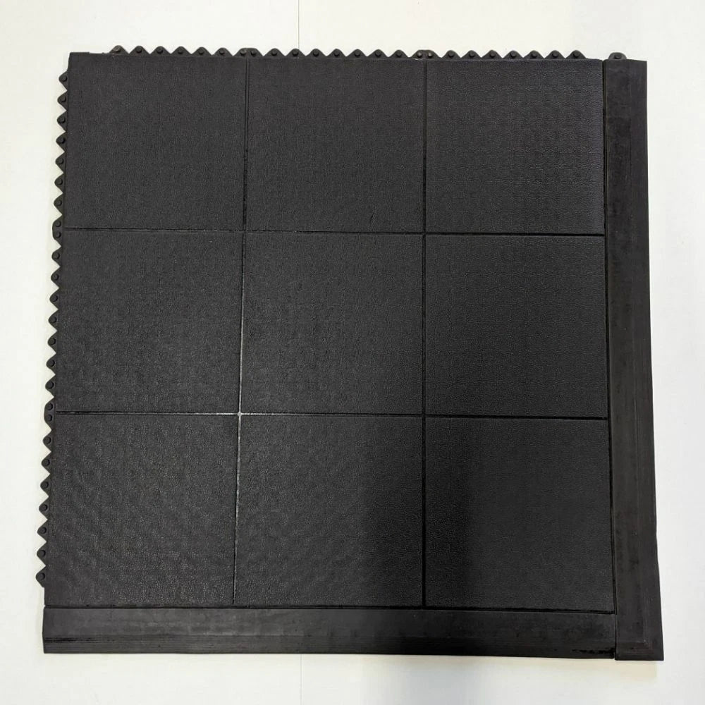 Interlocking Rubber Gym Mat Floor Tiles 90cm x 90cm x 14mm & Edge Strips