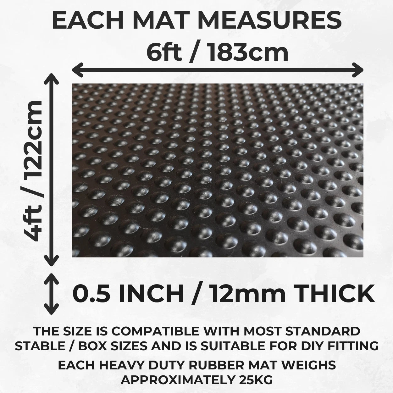 Bubbletop Rubber Stable Floor Matting 6ft x 4ft x 12mm Quality Horse Pony Mats