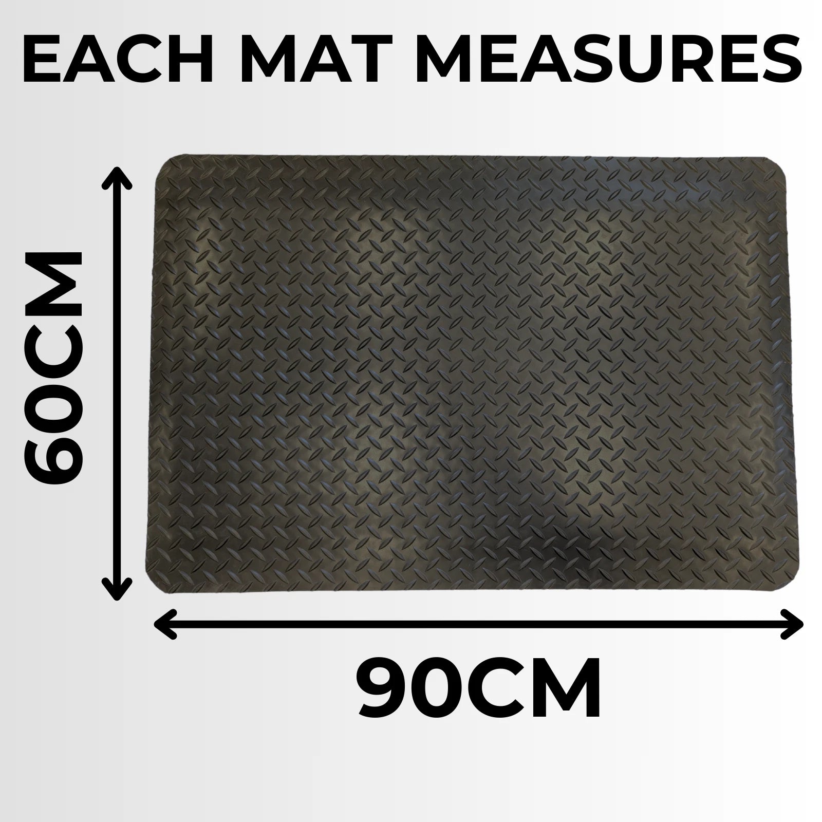 Anti Fatigue Mat - Comfort Foam Backing -90cm x 60cm - Checker Surface