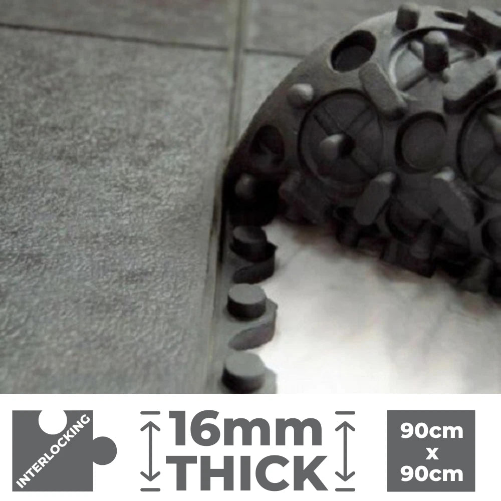 Interlocking Gym Mat Floor Tiles 90cm x 90cm | 14-17mm Thick | 2 Patterns