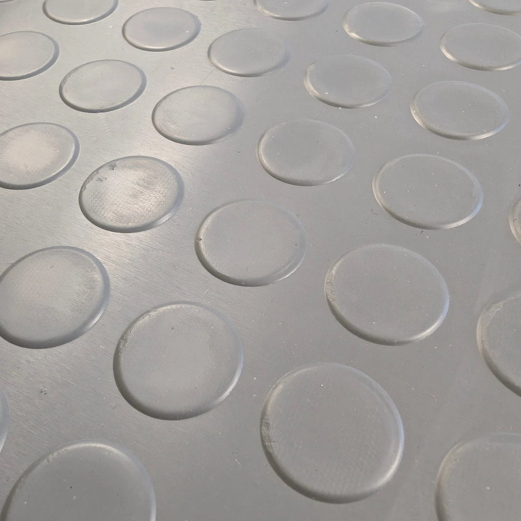 Grey Rubber Flooring Matting Roll - 3mm Thick - Non Slip Coin Pattern