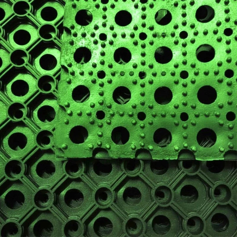 Green Heavy-Duty Grass Protection Mat 1.5m x 1m x 22mm Rubber Hollow Drainage