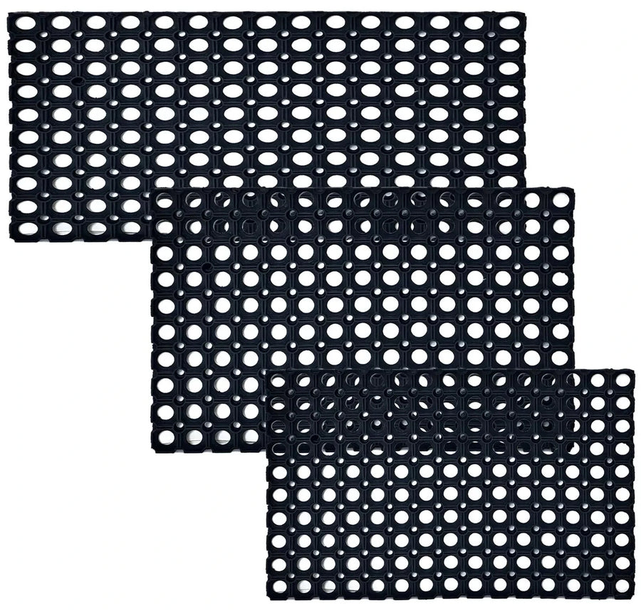 Black Hollow Mat Outdoor None Slip Entrance Rubber Anti Fatigue Dirt Catcher