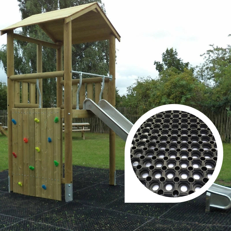 6 x Rubber Playground Swings Safety Mats | 16mm Grass Matting