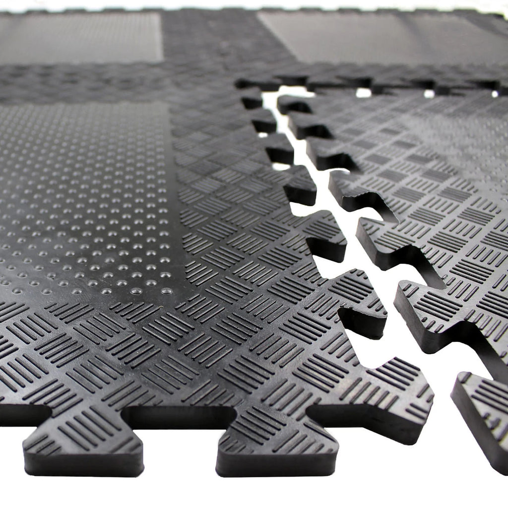 Heavy Duty Rubber Gym Mats Garage Flooring Tiles Commercial Interlocking 4pcs