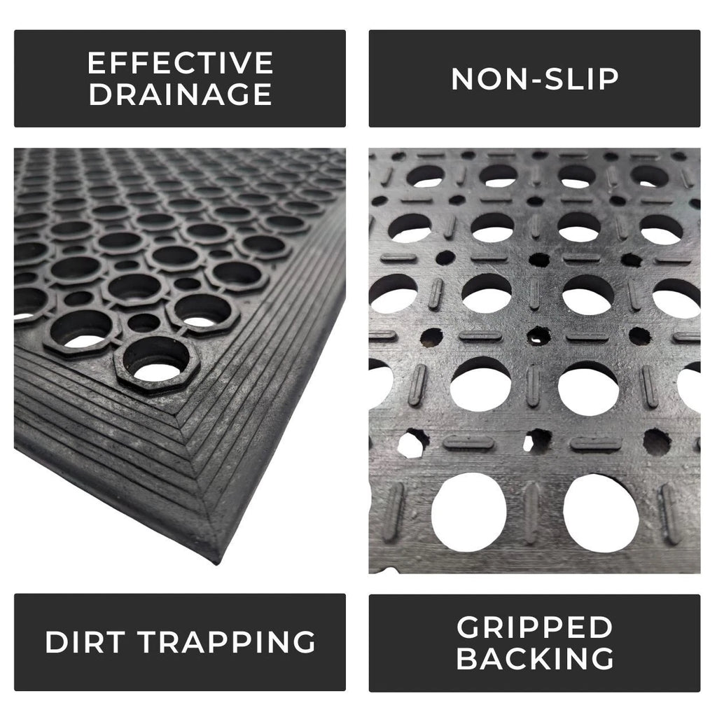 Rubber Door Entrance Mat Safety Non-Slip Anti-Fatigue Heavy Duty - 150cm x 90cm