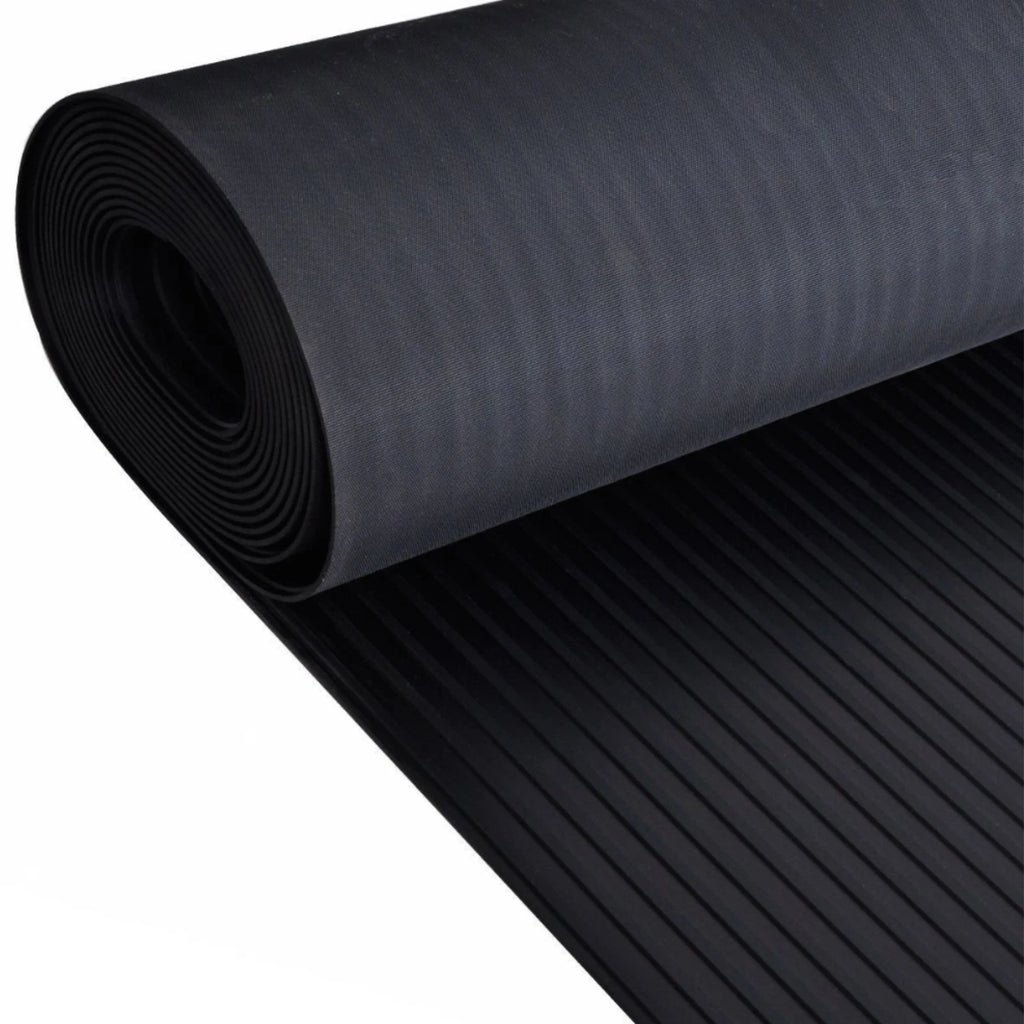 Wide Ribbed Rubber Roll Flooring Matting -3mm Thick -2m Wide -Up to 15m Length
