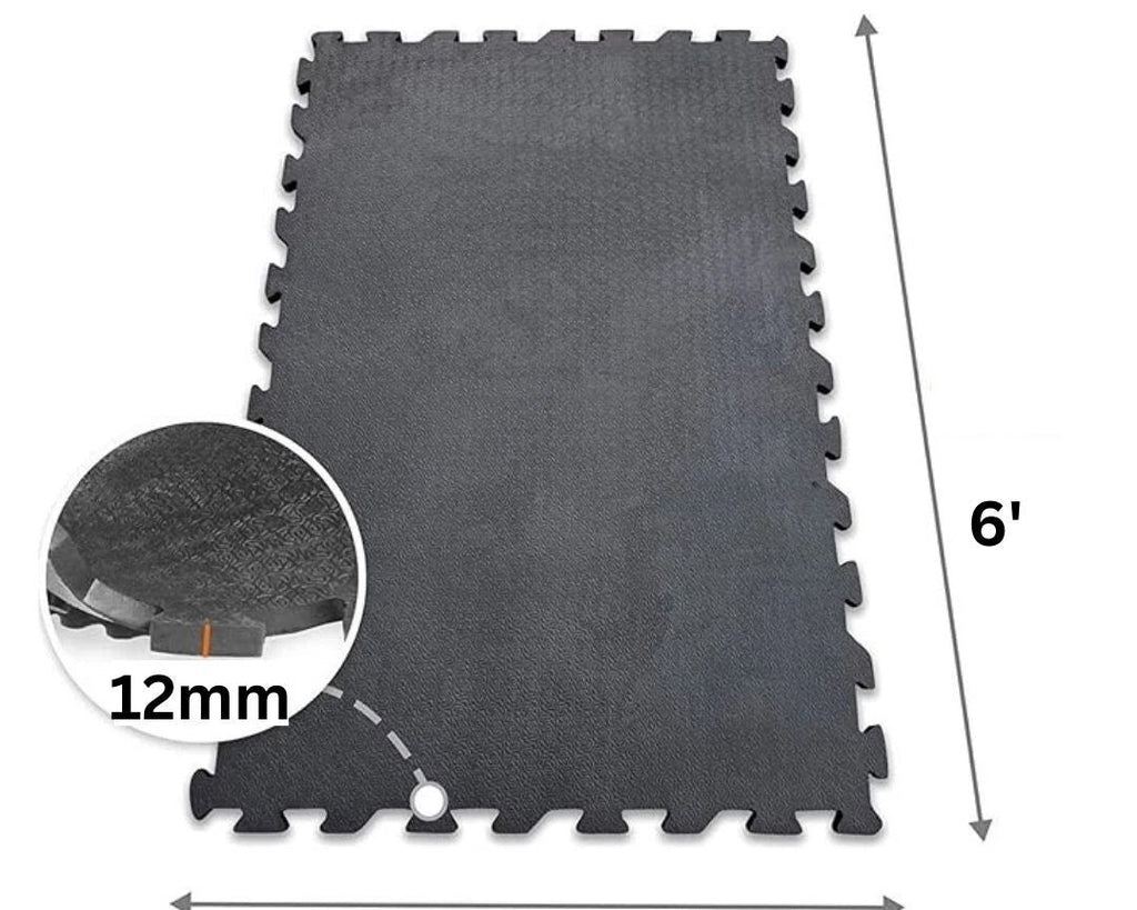 12mm Heavy-Duty Interlocking Rubber Gym Mat (6'x4') – Non-Slip & Shock-Absorbing