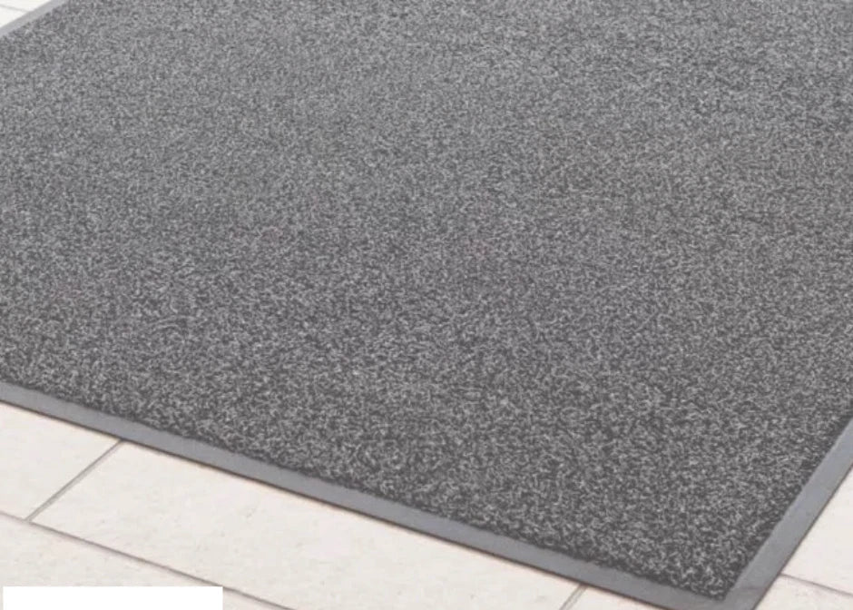 PVC backed Fiesta Tuffed cut pile Carpet Door mats Grey and black