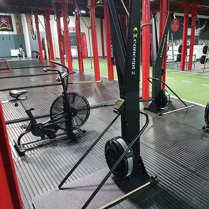 4 x Pro Heavy Duty Large Rubber Gym Black Grooved Mat Commercial Flooring 12mm