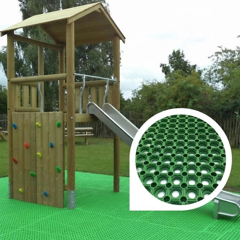 Green Heavy-Duty Grass Protection Mat 1.5m x 1m x 22mm Rubber Hollow Drainage